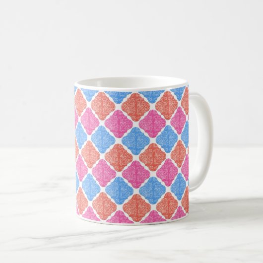 Verziertes Patchwork-Diamanten-Muster Kaffeetasse (VorderseiteRechts)
