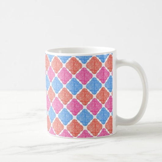 Verziertes Patchwork-Diamanten-Muster Kaffeetasse (Rechts)