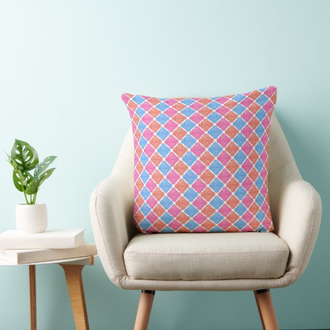 Verziertes Patchwork-Diamantmuster Kissen (Stuhl )