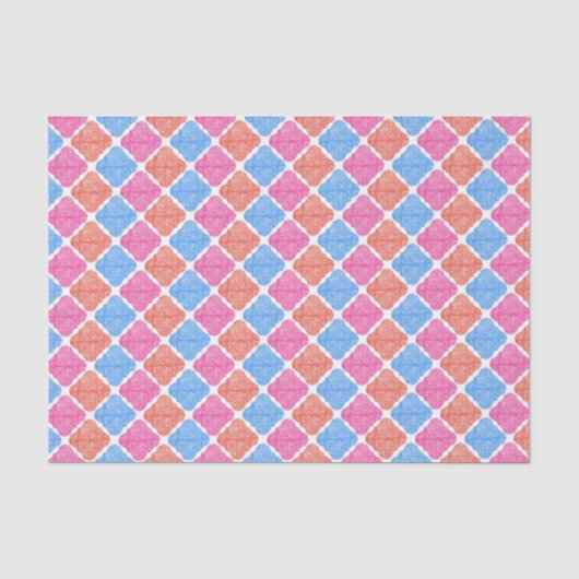 Verziertes Patchwork-Diamantmuster Seidenpapier (Vorderseite)