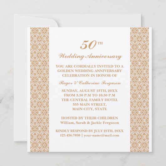 Verziertes Pattern Hochzeit Jahrestag Einladung (Vorderseite)