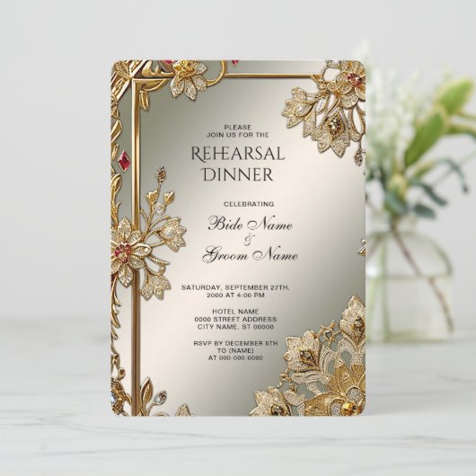 Verziertes Probe mit Blumenrahmen Einladung (Stehend Vorderseite)