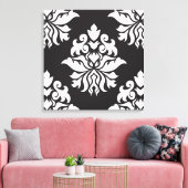 Verziertes Repetiermuster für Damask - schwarz wei Leinwanddruck (Insitu (Wohnzimmer))