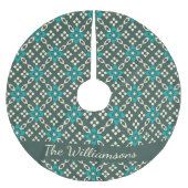 Verziertes Retro Muster Emerald Green Personalisie Polyester Weihnachtsbaumdecke (Vorderseite)