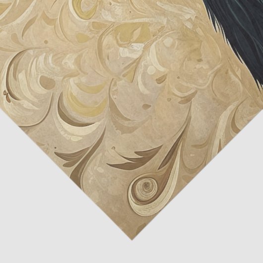 Verziertes Rooster-Portrait-Dekoupage Seidenpapier (Detail)