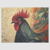 Verziertes Rooster-Portrait-Dekoupage Seidenpapier (Vorderseite)