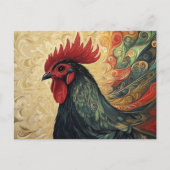 Verziertes Rooster-Portrait Postkarte (Vorderseite)