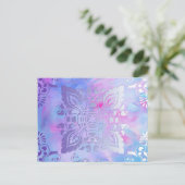 Verziertes rosa und blaues Design Postkarte (Stehend Vorderseite)