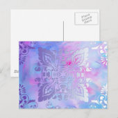 Verziertes rosa und blaues Design Postkarte (Vorne/Hinten)