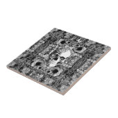 Verziertes Rosenschädelmuster Fliese (Seite)