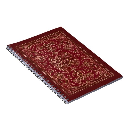 Verziertes Rot- und Gold-Frame-Notebook Notizblock (Rechte Seite)