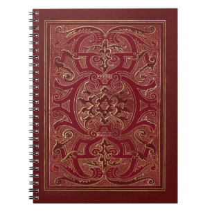 Verziertes Rot- und Gold-Frame-Notebook Notizblock