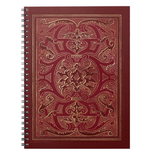 Verziertes Rot- und Gold-Frame-Notebook Notizblock (Vorderseite)