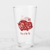 Verziertes rotes chinesisches Schwein Glas (Rückseite)