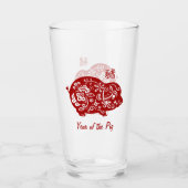 Verziertes rotes chinesisches Schwein Glas (Vorderseite)