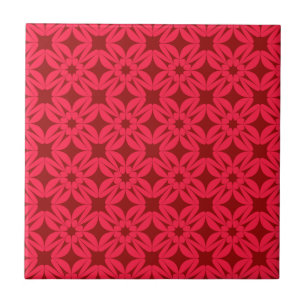 Verziertes rotes geometrisches Muster Fliese