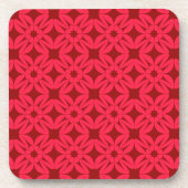 Verziertes rotes geometrisches Muster Getränkeuntersetzer (Vorderseite)