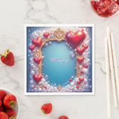 Verziertes Rotes Herz mit Gold und Perlen Serviette (Beispiel)