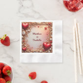 Verziertes Rotes Herz mit Gold und Perlen Serviette (Beispiel)