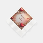 Verziertes Rotes Herz mit Gold und Perlen Serviette (Ecke)