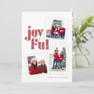 Verziertes Rotes Joyful Foto Collage Weihnachten/F Karte