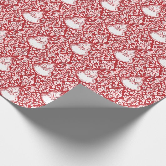 Verziertes Rotschnurmuster Geschenkpapier (Ecke)