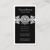 Verziertes Schwarz-Design Visitenkarte (Rückseite)