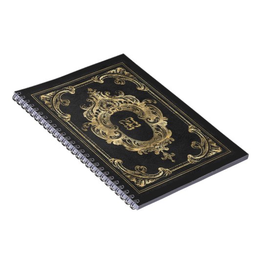 Verziertes Schwarz/Gold-Frame-Notebook Notizblock (Rechte Seite)