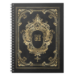 Verziertes Schwarz/Gold-Frame-Notebook Notizblock