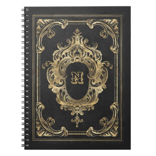 Verziertes Schwarz/Gold-Frame-Notebook Notizblock (Vorderseite)
