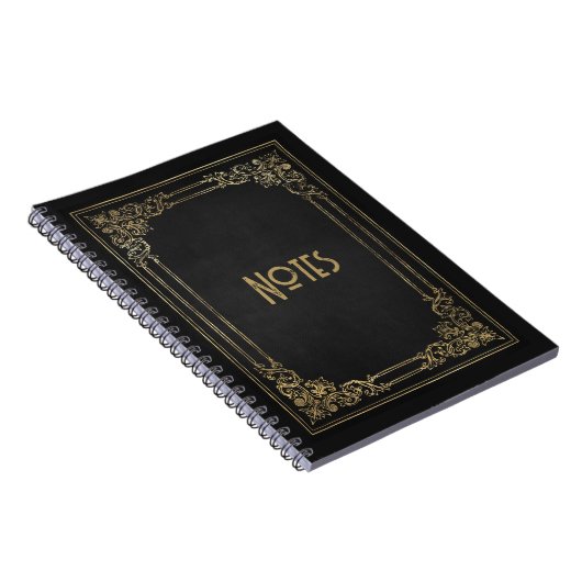 Verziertes Schwarz/Gold-Frame-Notebook Notizblock (Rechte Seite)