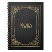 Verziertes Schwarz/Gold-Frame-Notebook Notizblock (Vorderseite)