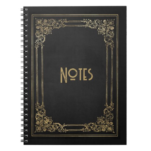 Verziertes Schwarz/Gold-Frame-Notebook Notizblock (Vorderseite)