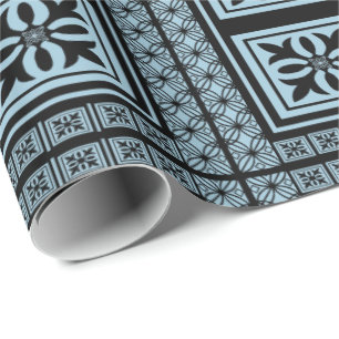 Verziertes schwarzes Blumenmuster - kundenspezifis Geschenkpapier