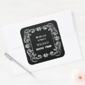 Verziertes Schwarzes Halloween Quadratischer Aufkleber (Umschlag)