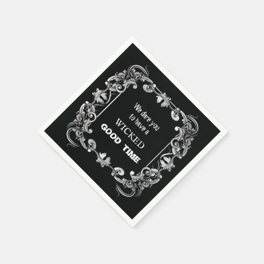 Verziertes Schwarzes Halloween Serviette (Ecke)