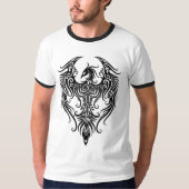 Verziertes schwarzes Stammes- Phoenix T-Shirt (Vorderseite)