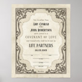 Verziertes Scroll Border Wedding Certificate Poster (Vorne)