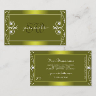Verziertes Senf-Gelb-Sparkling-Karo-Monogramm Visitenkarte
