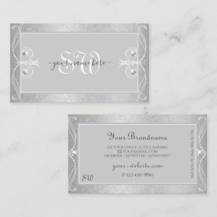 Verziertes Silver Gray Mosaic Sparkle Jewels Monog Visitenkarte