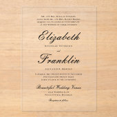 Verziertes Skript für Schwarz-Weiß-Hochzeit Acryleinladungen (Vorderseite)