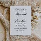 Verziertes Skript für Schwarz-Weiß-Hochzeit Einladung