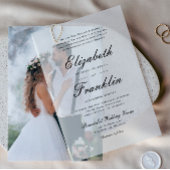 Verziertes Skript für Schwarz-Weiß-Hochzeit Pergament Einladungen