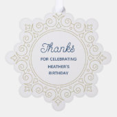 Verziertes Snowflake Foto Vielen Dank Ornament Karte (Rückseite)