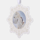 Verziertes Snowflake Foto Vielen Dank Ornament Karte (Linke Ecke)