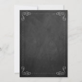 Verziertes Swirl Chalkboard Hochzeit Probe Dinner Einladung (Rückseite)