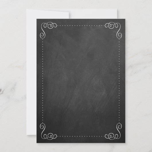 Verziertes Swirl Chalkboard Hochzeit Probe Dinner Einladung (Rückseite)