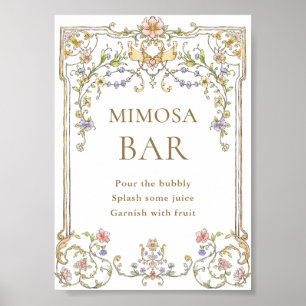 Verziertes Viktorianisches Grace Floral Mimosa Bar Poster