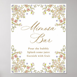 Verziertes Viktorianisches Grace Floral Mimosa Bar Poster