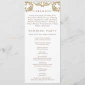 Verziertes Vintages Barock-Hochzeitsprogramm Programm (Rückseite)